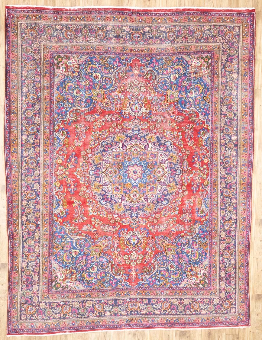 Semi-Antique Distressed Handmade Oriental Rug Living Room Carpet 9'7x12'6 Ft gallery