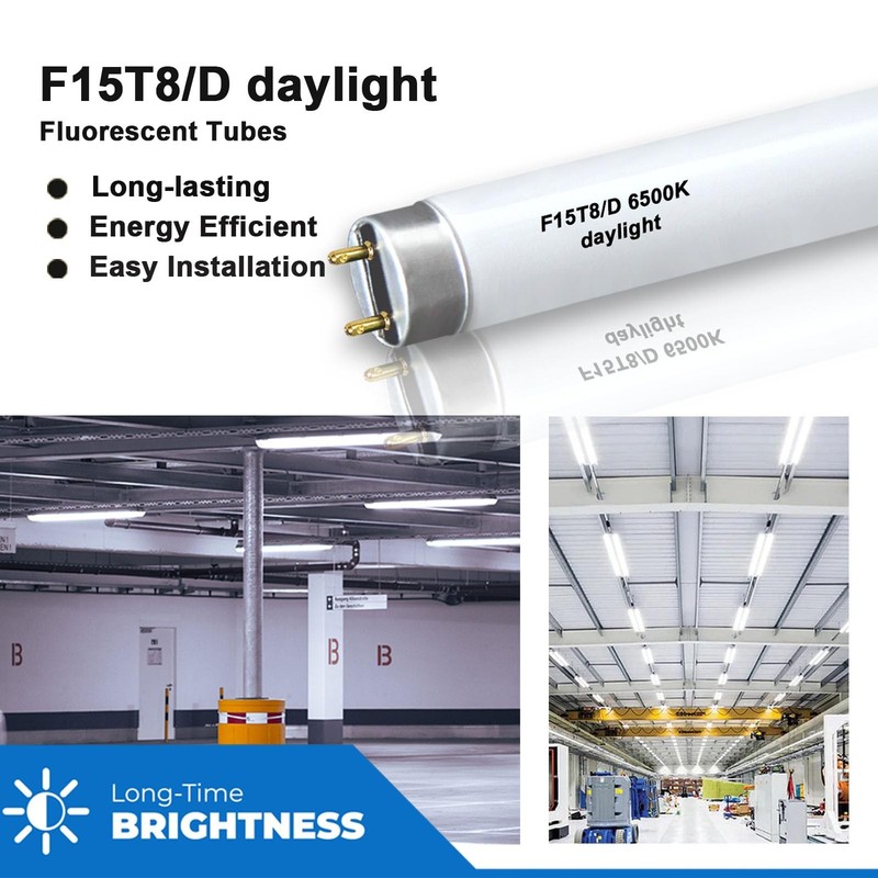 F15T8 D Daylight Fluorescent Bulb 3 Pack 18 Inch 15W 6500K Linear Tube Light gallery
