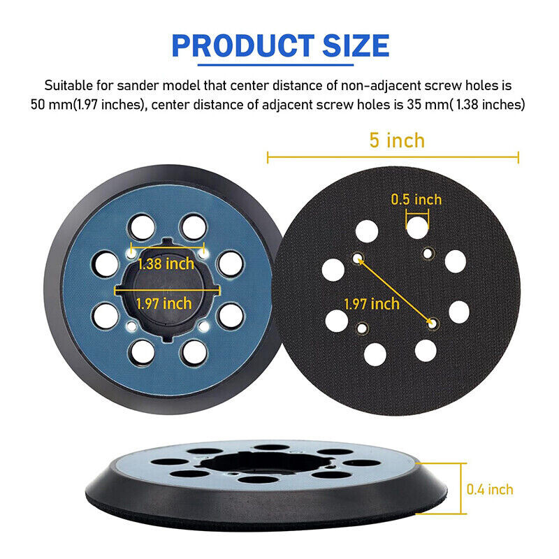 5 Inch 8 Hole Hook and Loop Orbital Sander Pad For Craftsman CMCW220B & CMEW231 gallery