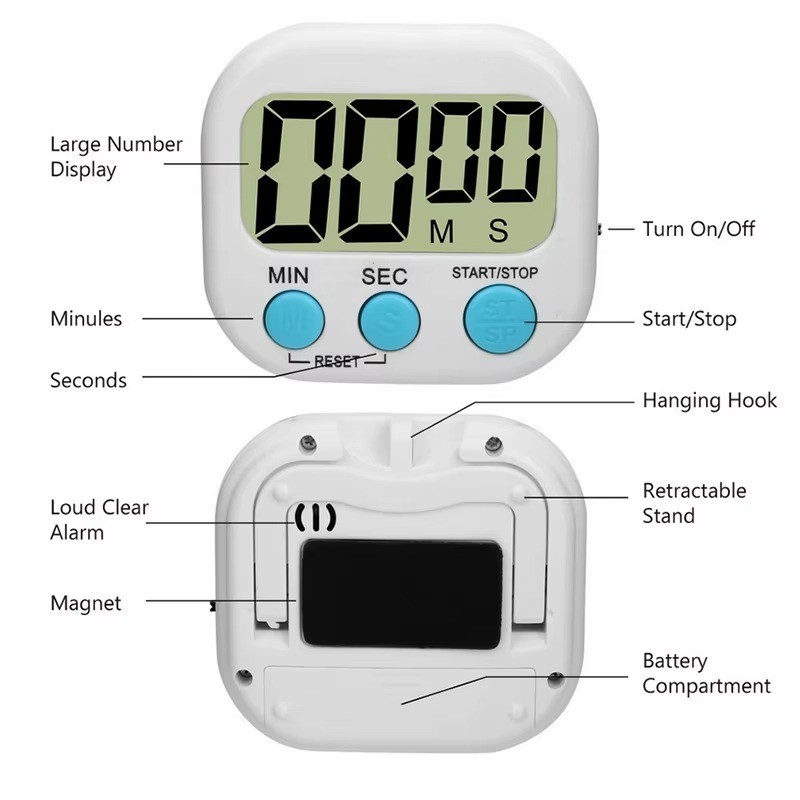 Large LCD Digital Kitchen Cooking Timer Count Down Up Clock Loud Alarm Magnetic gallery