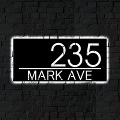 Personalized LED Address Plaque Custom House Number Sign Modern Outdoor Decor