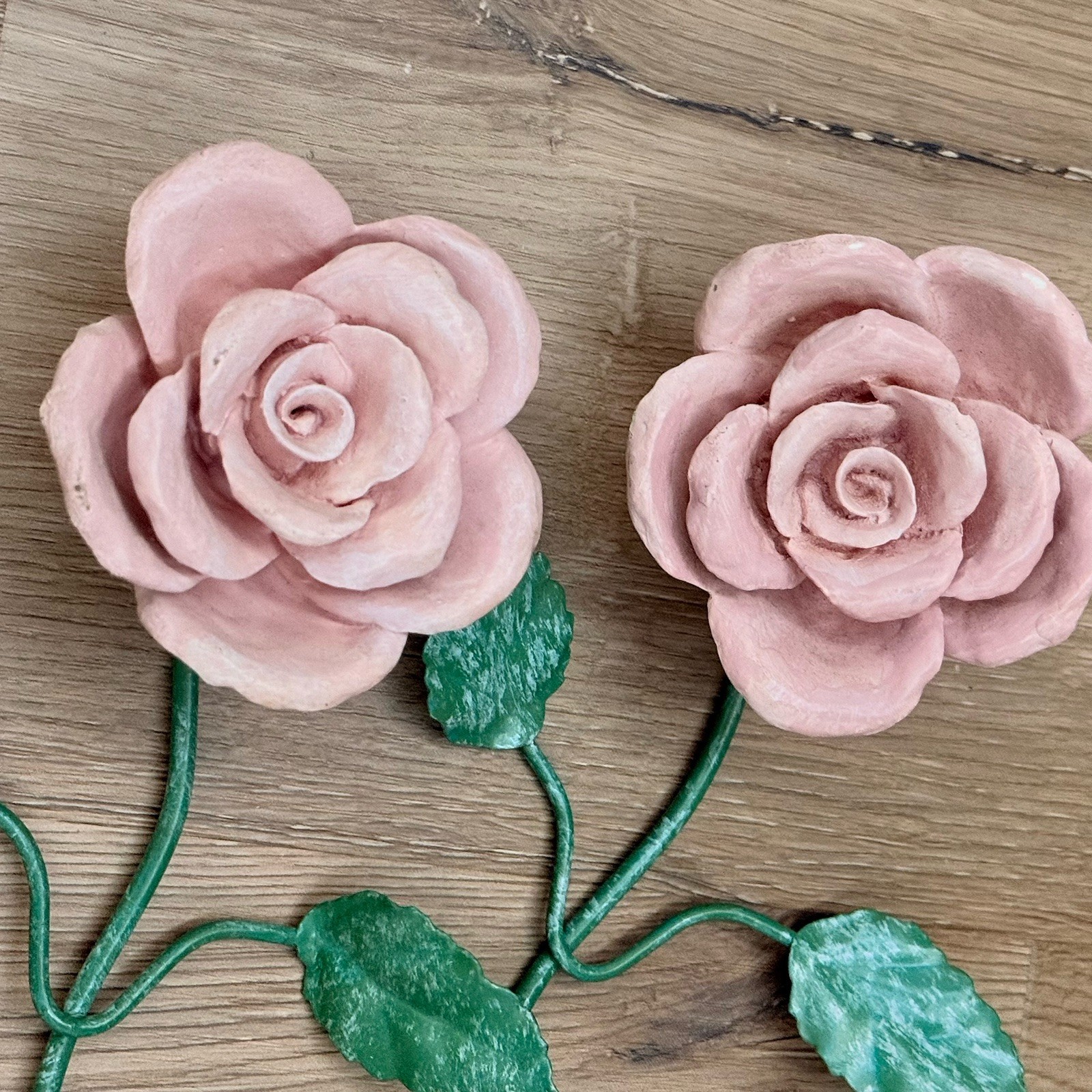 Vtg Set (2) Metal Rose Flower Decrative Wall Hooks 90's Cottage Core Floral gallery