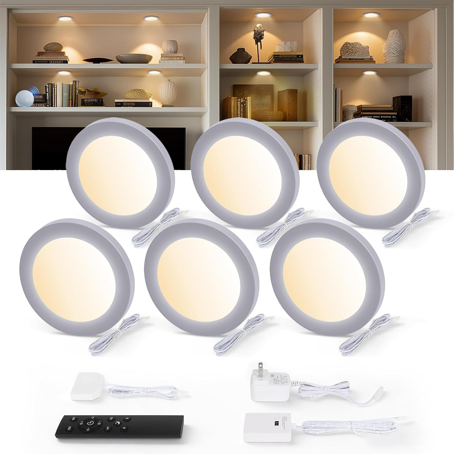Smart Under Cabinet Lights, Dimmable Puck Lighting with App & Voice Control gallery
