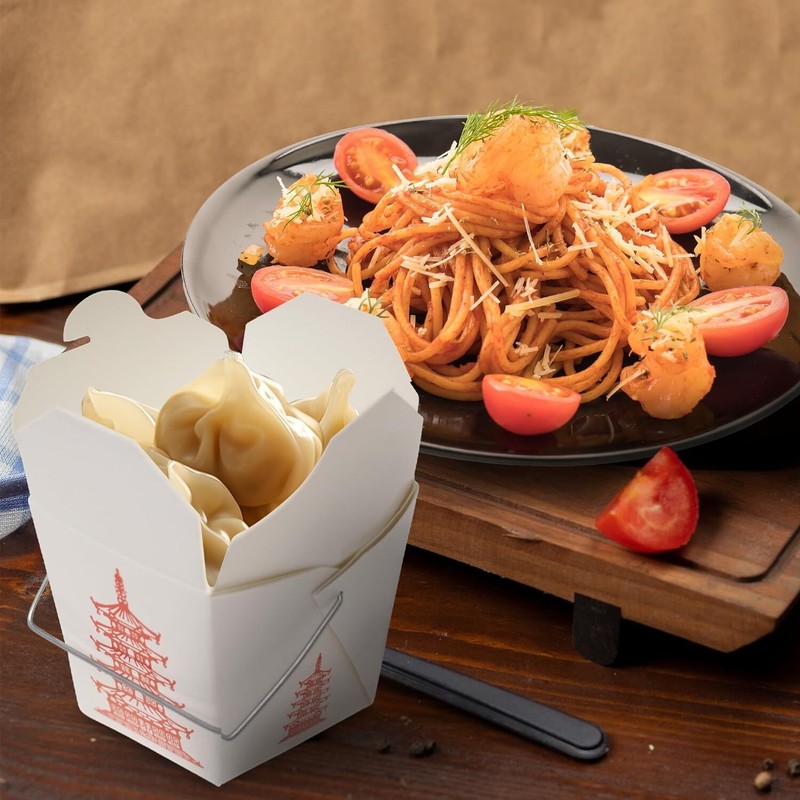 Great Credentials 15 Count 16 oz Pagoda Wire Handle Chinese Takeout Box gallery