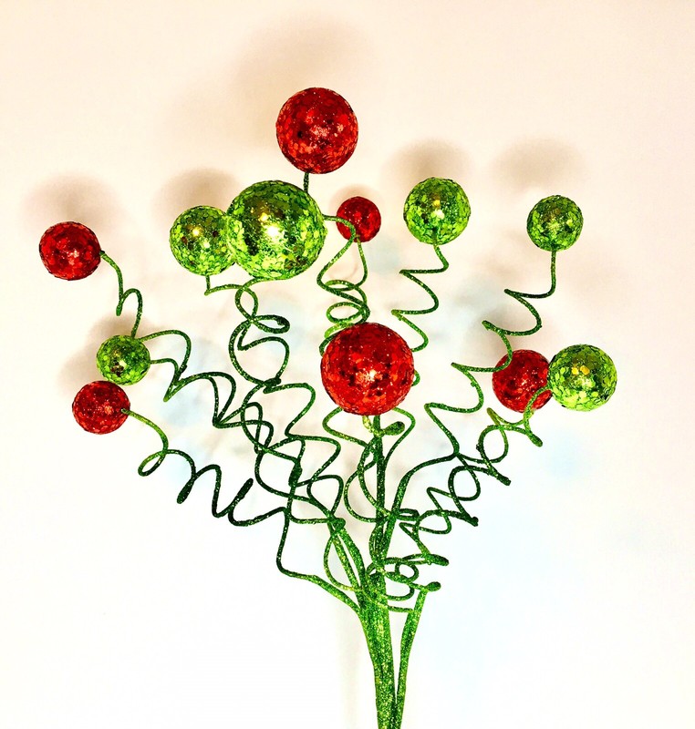 Curly Glittery Whimsical Floral Picks 24” Wired Christmas Decor Ornament gallery