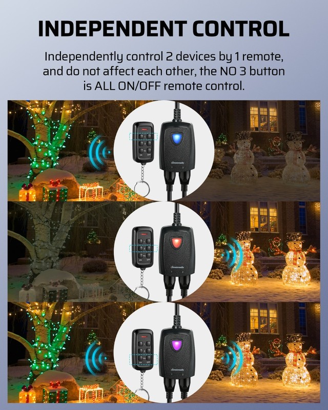 DEWENWILS Outdoor Wireless Remote Control Outlet Switch, 7 Inch Extension Cord gallery