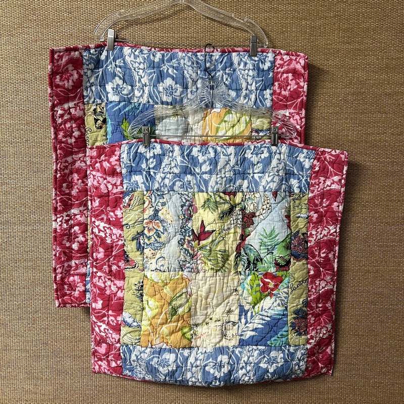 Pottery Barn Euro Sham Quilted Patchwork Multicolor Multi-Pattern Tropical Print gallery