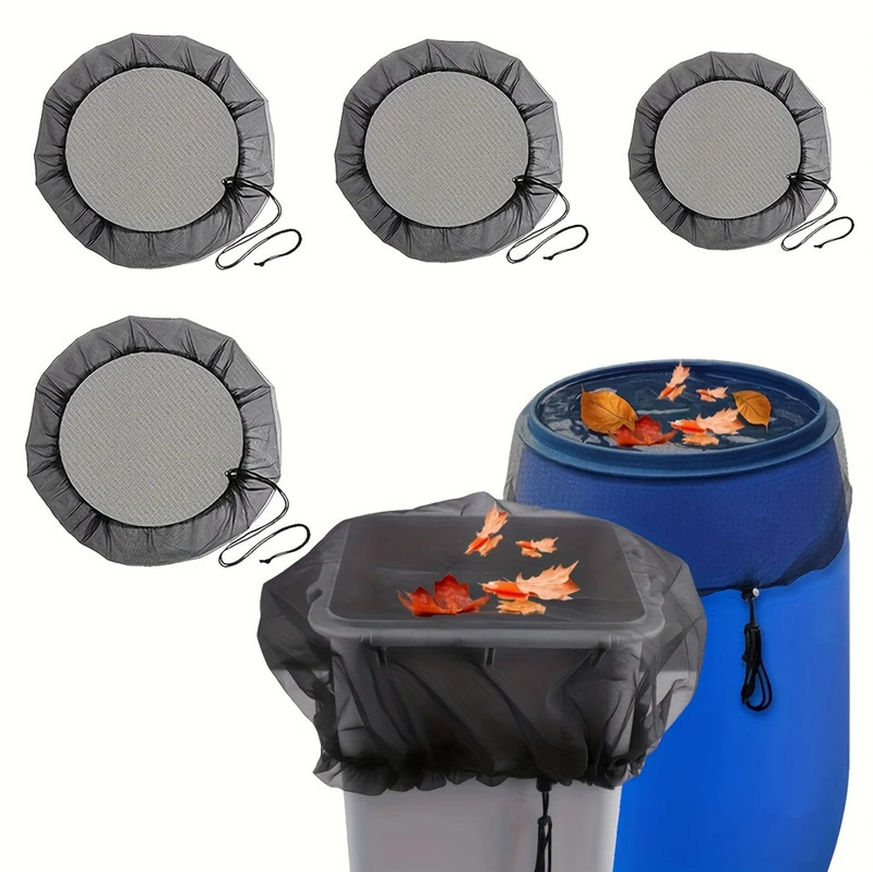 1 pc Rain Barrel Mesh Cover Drawstring Net Leaf Debris Protector gallery
