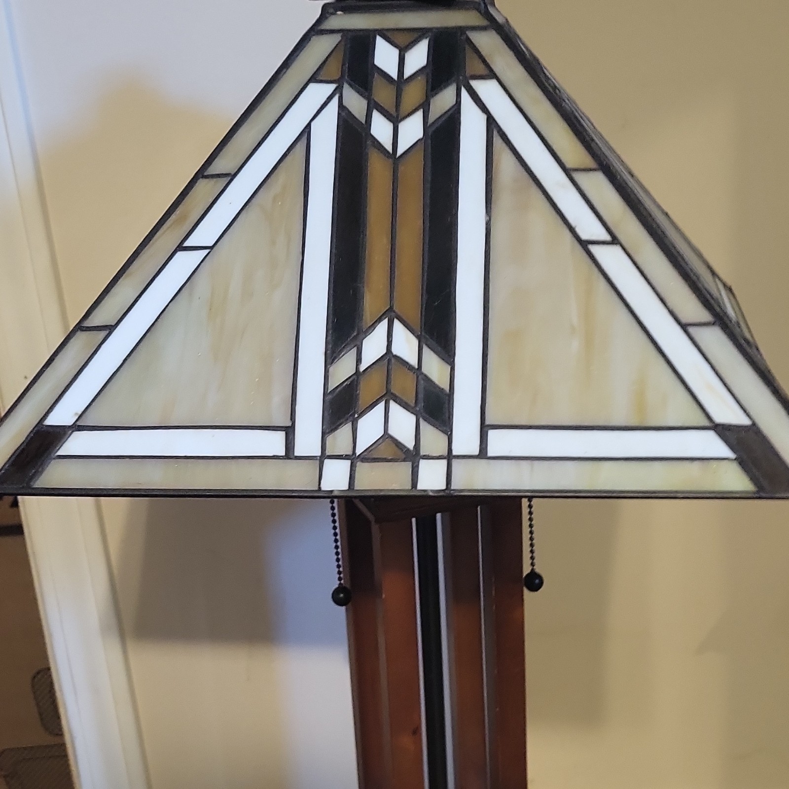 Gibbons Table Lamp Pyramid Shade Stained Glass Pull Chain Corded gallery