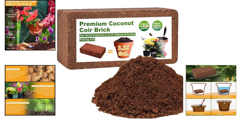 Organic Coco Coir 1 Pcs Compressed Coconut Coir Brick Coconut Fiber Husk Subs... gallery