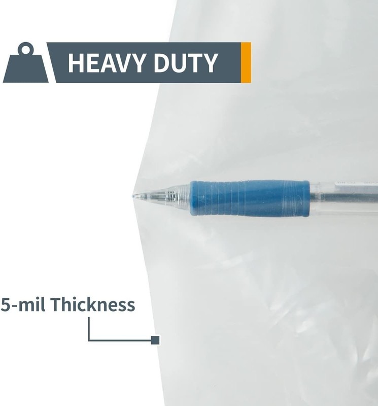 POWERTEC 70009 Clear Plastic Dust Collection Bag 19.5" x 33", 5 Pack, Heavy-Duty gallery