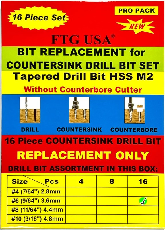 Superior 16-Pc 9/64" Tapered Drill Bits - HSS M2 Grade for Precise Wood Drilling gallery
