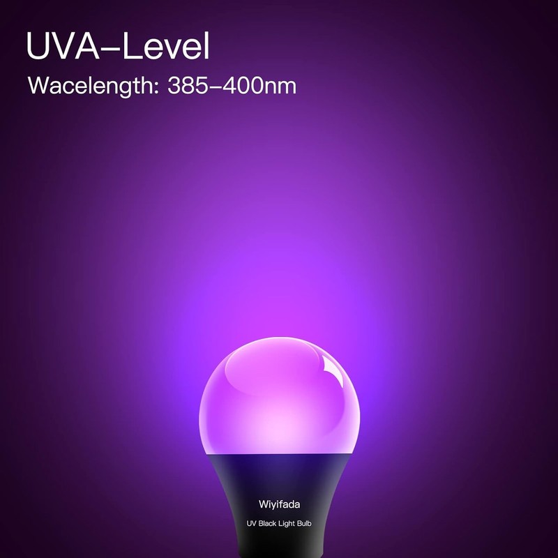 LED Black Light Bulbs 2 Pack, A19 9W UV Black Light Replace up to 100W, 120V E26 gallery