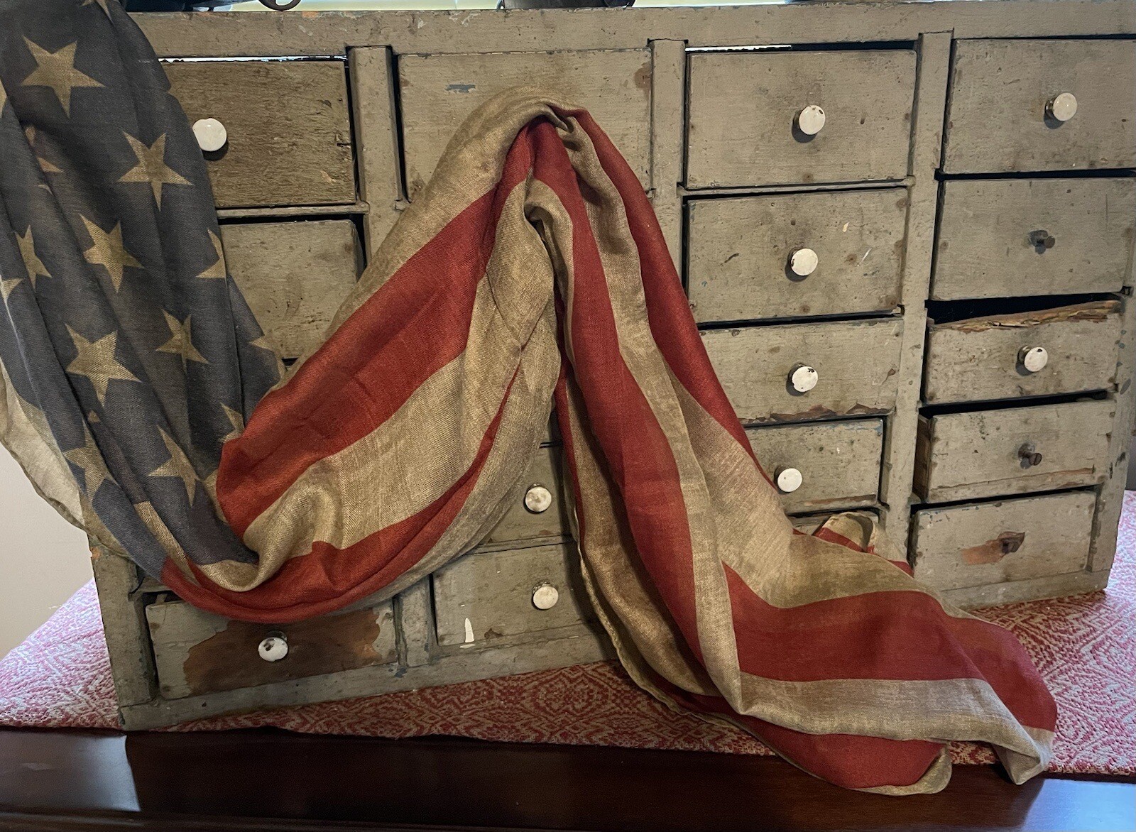 Primitive Americana Flag Scarf 70x42 gallery