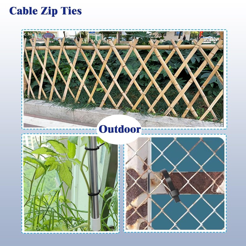 Cable Zip Ties,300 Pack Black Assorted Sizes 4+8+12 Inch,Multi-Purpose... gallery
