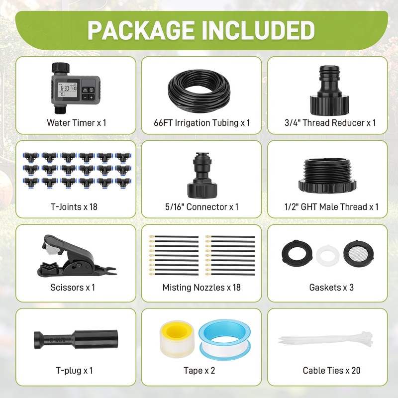 66FT Drip Irrigation System w/Timer Automatic Garden Watering for Lawn & Plant gallery