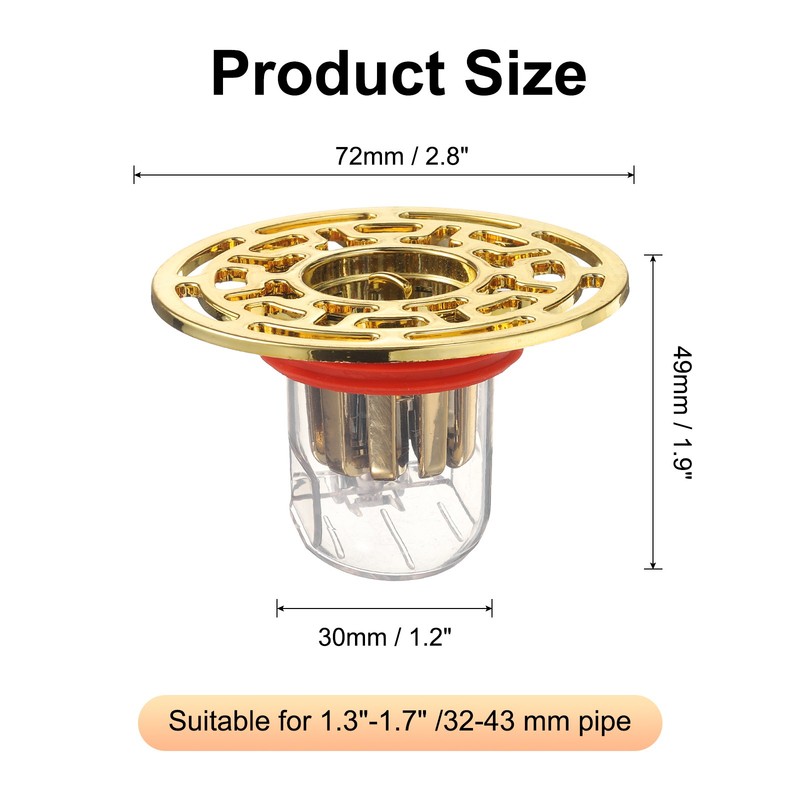 2Pcs ABS Shower Floor Drain Backflow Preventer for Kitchen Gold Clear gallery