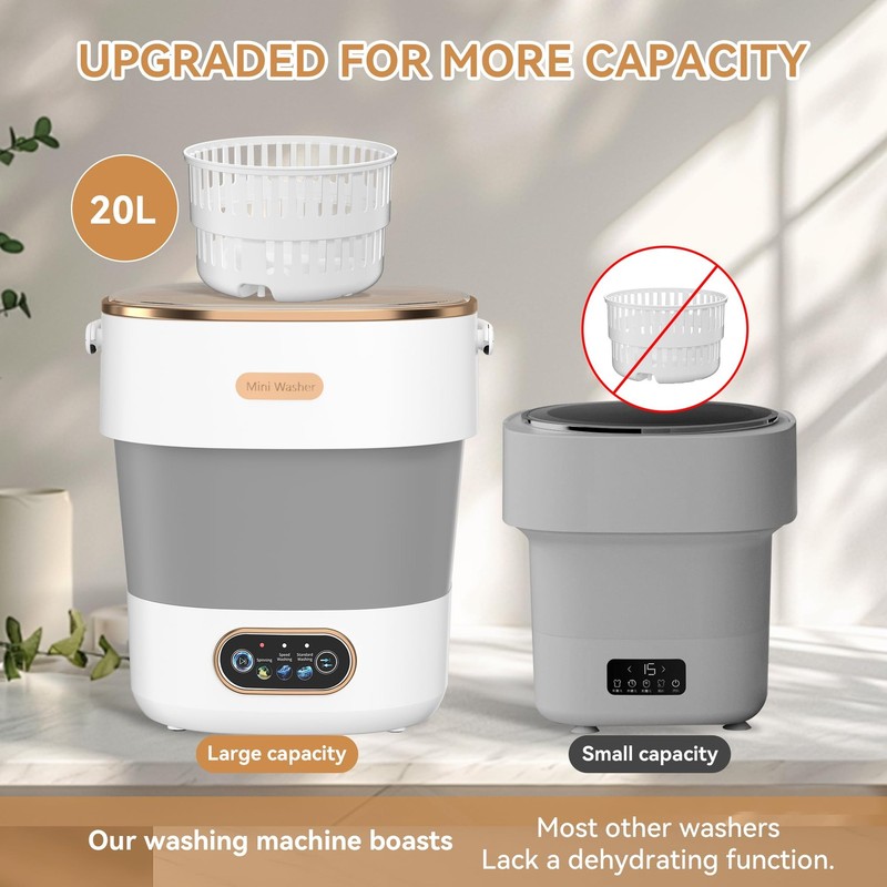 Portable Washing Machine, Folding 20L Mini Washer and Spin-Dryer, 3 Cleaning ... gallery