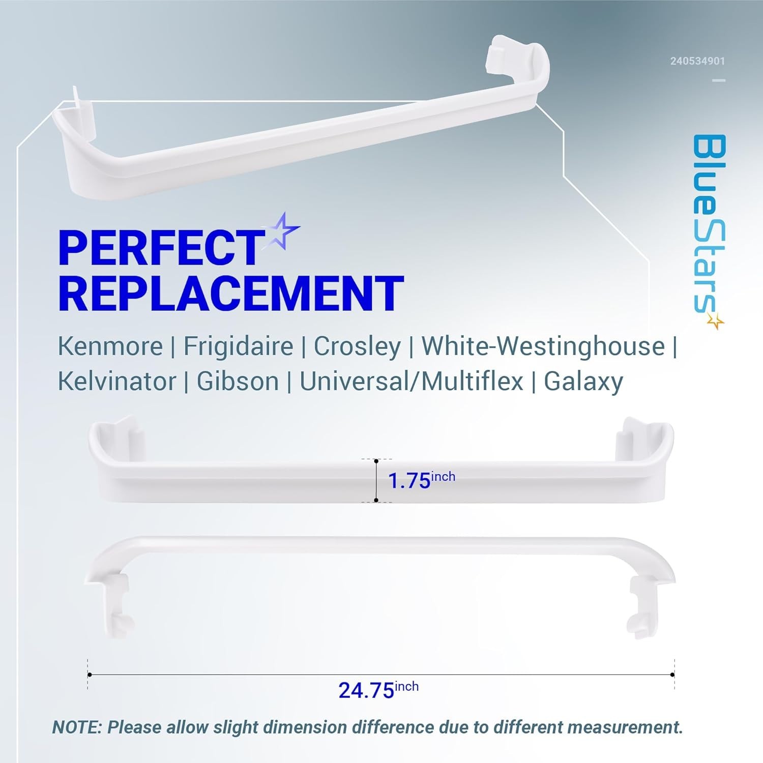 240534901 TOP and BOTTOM Door Shelf Rack Bar - For Frigidaire Refigerators gallery