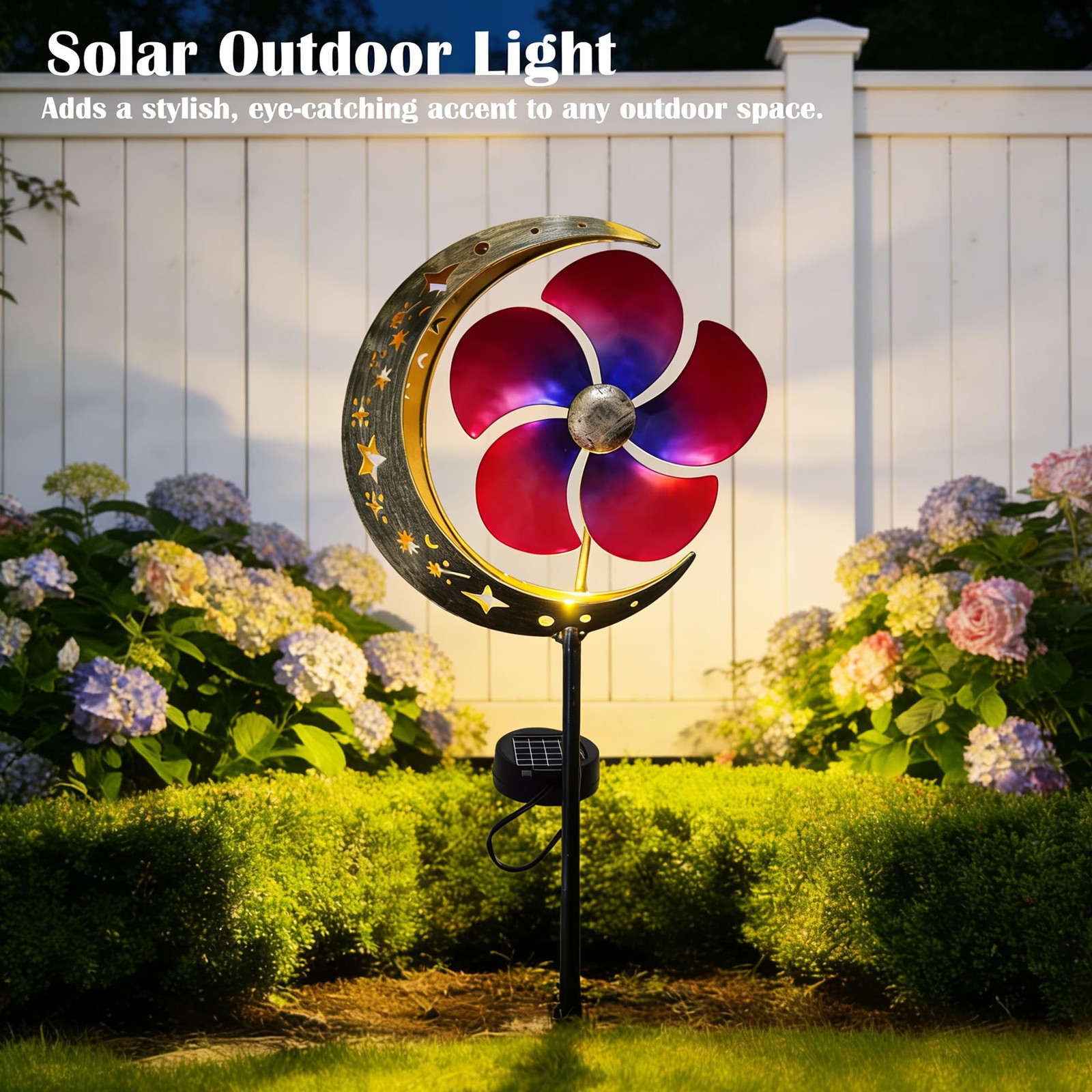 Solar Moon Windmill Lights Waterproof Outdoor Decorative Garden Stakes gallery