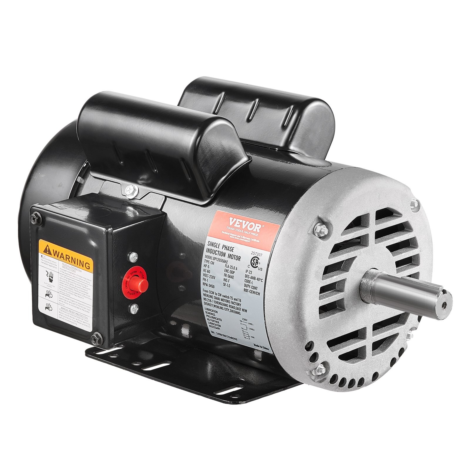 [New]5HP Air Compressor Electric Motor, 230V 25 Amps, 56HZ Frame 3450RPM, 7/8" K gallery