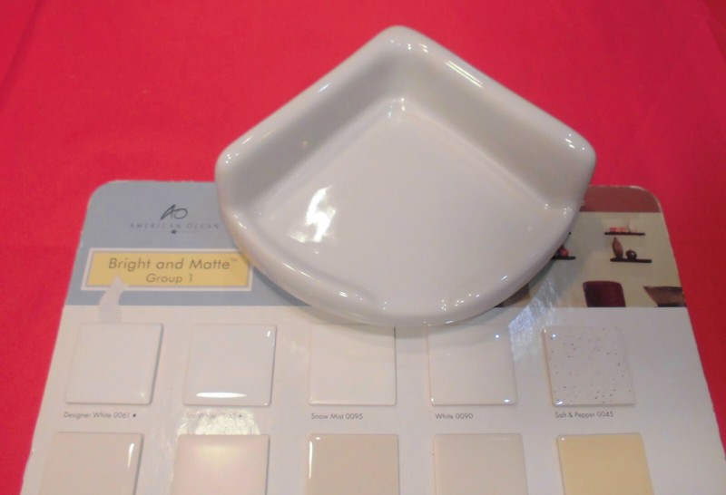 Vintage White; Extra Small Ceramic Corner Bath-Shower Soap Dish-Tray-Shelf 5" gallery