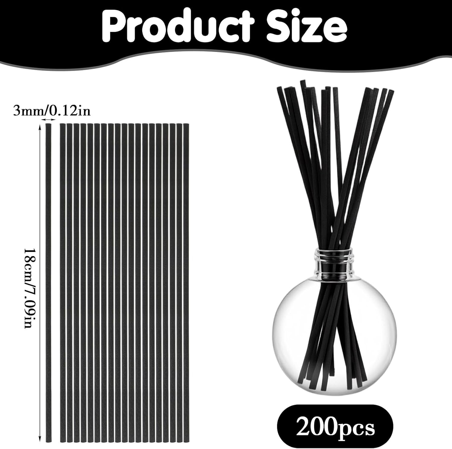 200 PCS Reed Diffuser Stis, 7 Inch Bla Fibre Reeds for Diffusers, gallery