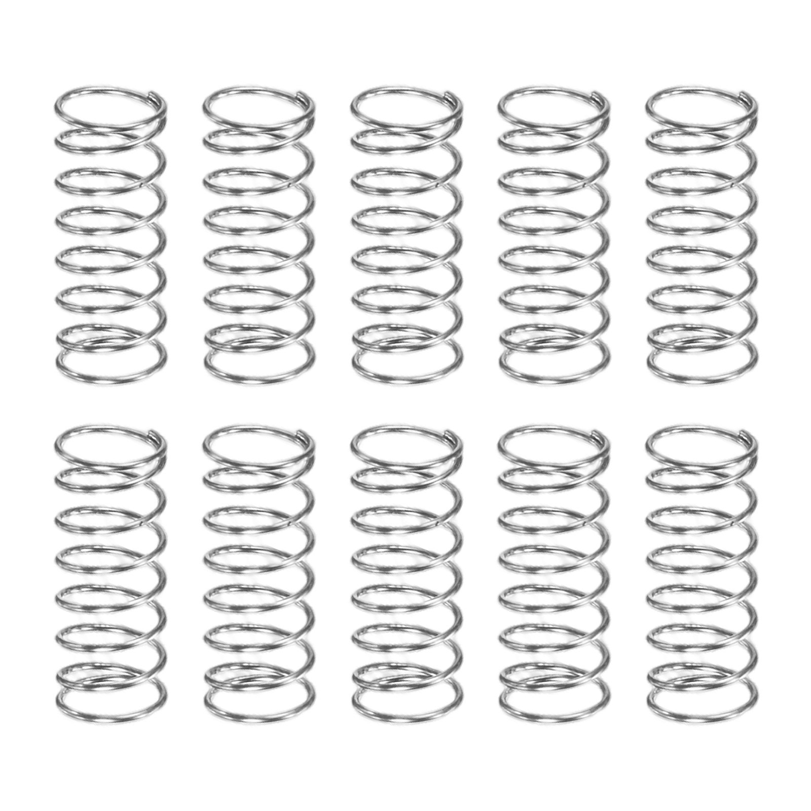 10-Pack Compression Springs, 10mm Length 4mm OD [Silver Tone, 0.3mm Wire Size] gallery
