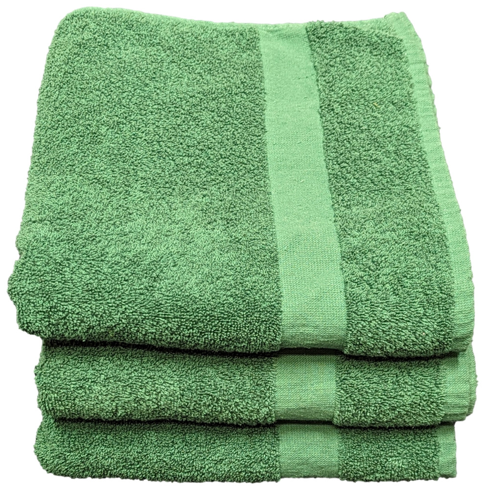 3 Pack Beach Pool Spa Towels Solid Hunter Green 100% Cotton 24" x 50"
