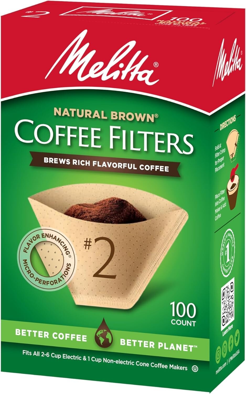 #2 Cone Coffee Filters, Unbleached Natural Brown,100 Total Filters | USA gallery