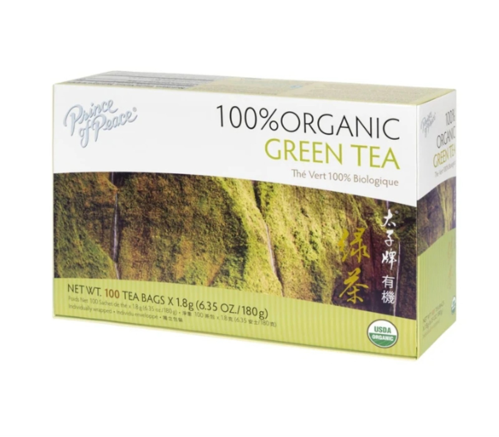100% Organic Green Tea, 100 Tea Bags Each Box -Prince of Peace gallery