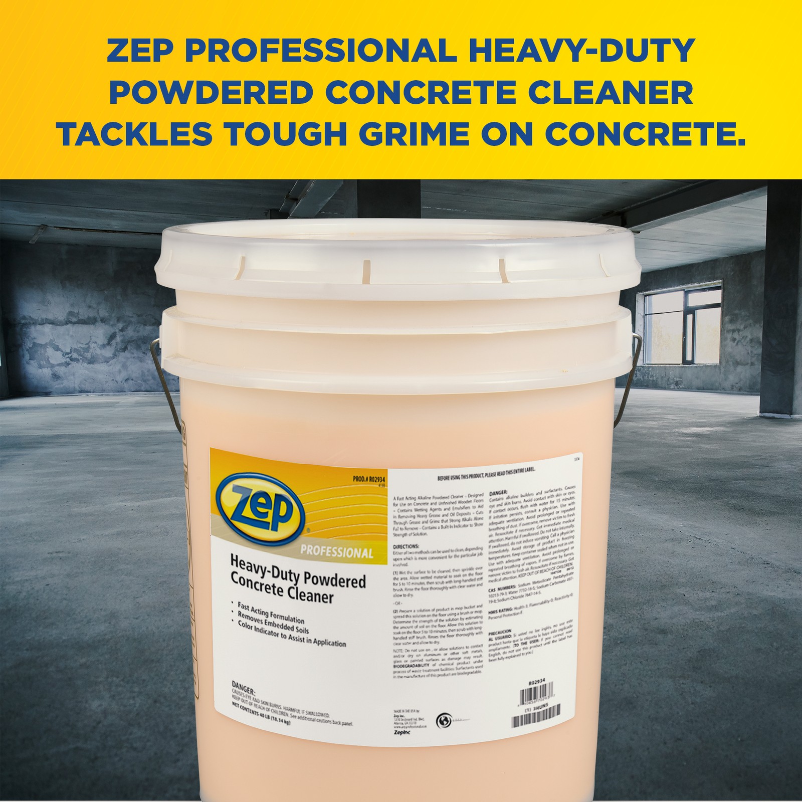 Zep Professional Heavy-Duty Powdered Concrete Cleaner - 40 LB Bucket (1 Unit) gallery
