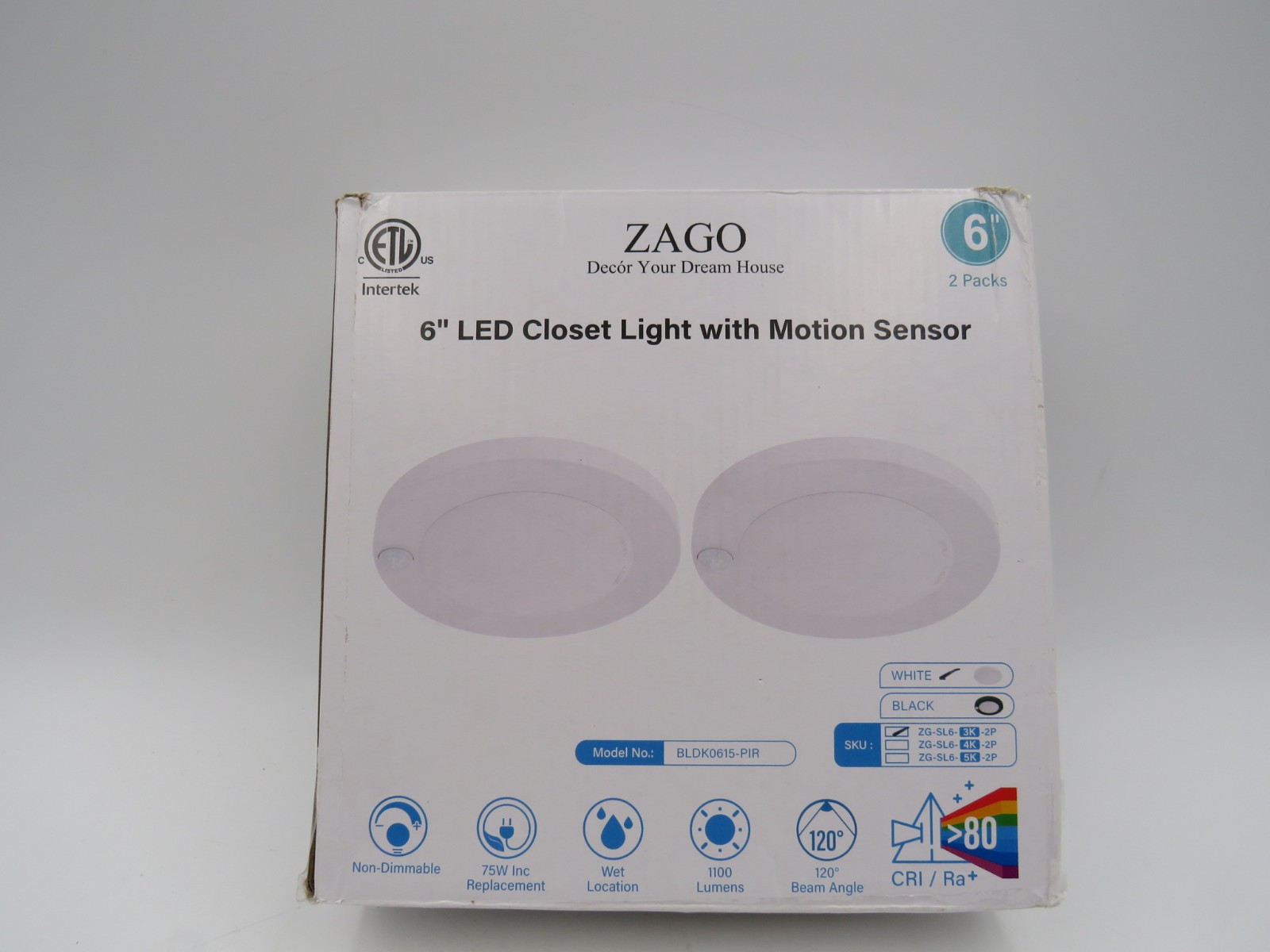 ZAGO LED 6" 120 Volts Closet Light Wired PIR Motion Sensor Ceiling Disc Light gallery