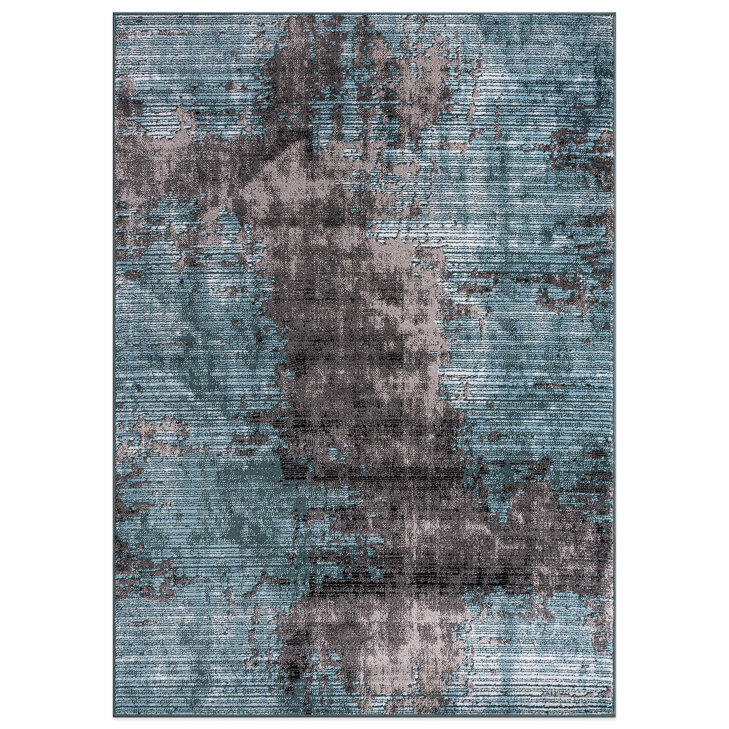 Rugshop Area Rug Abstract Design Distressed Carpet Blue Rugs Dining Room Rugs gallery