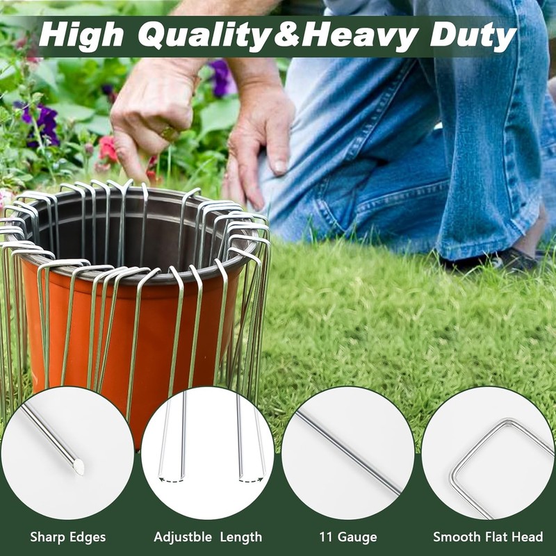 LANDSCAPE GALVANIZED STAPLES STAKES Sturdy Durable High Quality Yard Fabric Pins gallery