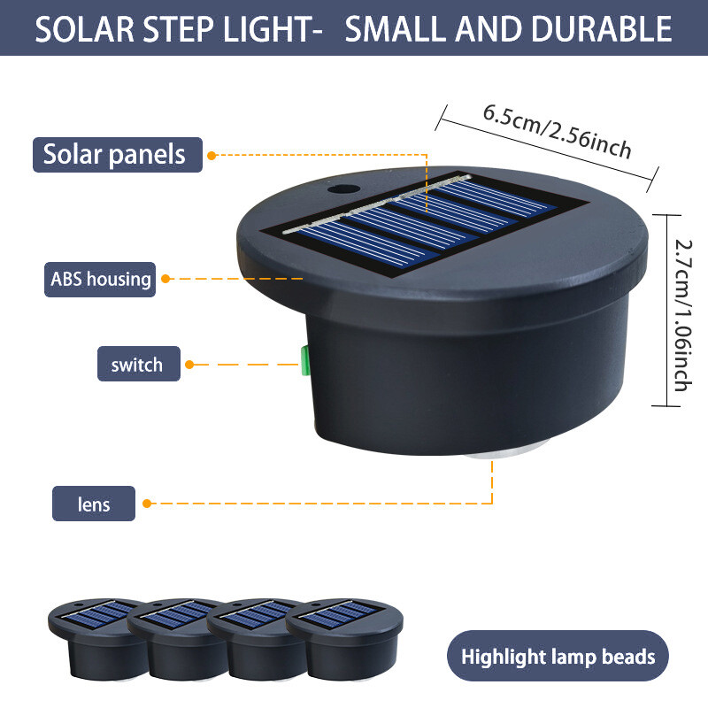 4Pack LED Solar Power Fence Lights Deck Door Wall Stair Step Outdoor Garden Lamp gallery