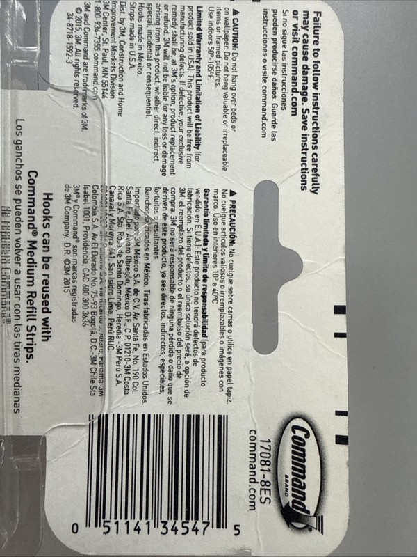 3M Command 8-Piece Medium Designer Hooks & 12 Adhesive Strips 3lbs. 17081-8ES gallery