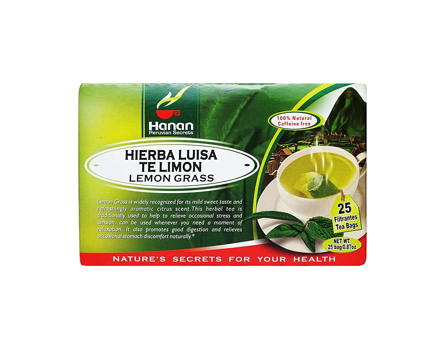 Hanan Peruvian Secrets Hierba Luisa Te Limon | 100% Natural Lemon Grass | 25 Tea gallery