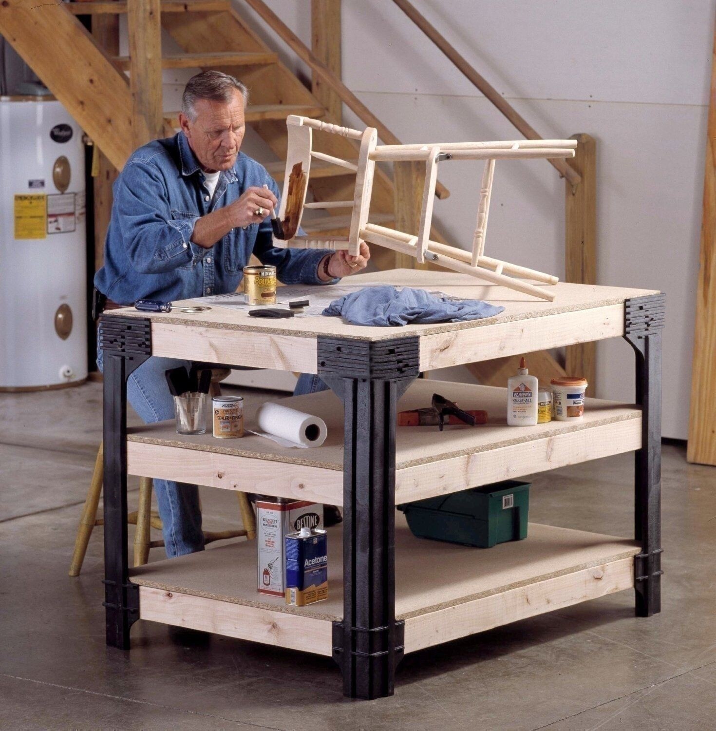 8 ft Workbench Building Kit Garage Heavy Duty Tool Storage Work Bench Shelving gallery