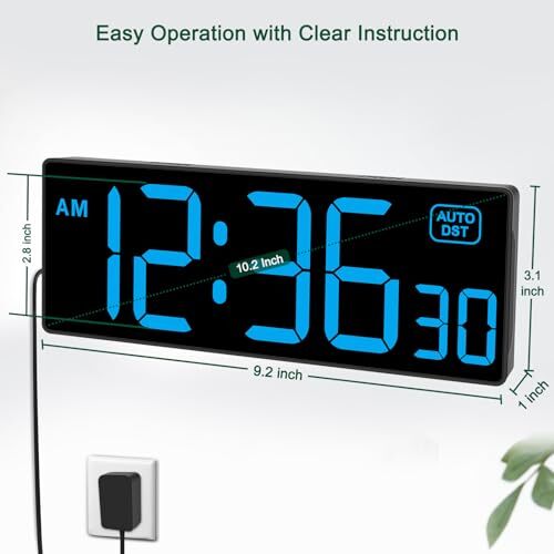 Digital Clock Wall Clock with Seconds Electric Clock Plug Auto DST Dimmer gallery