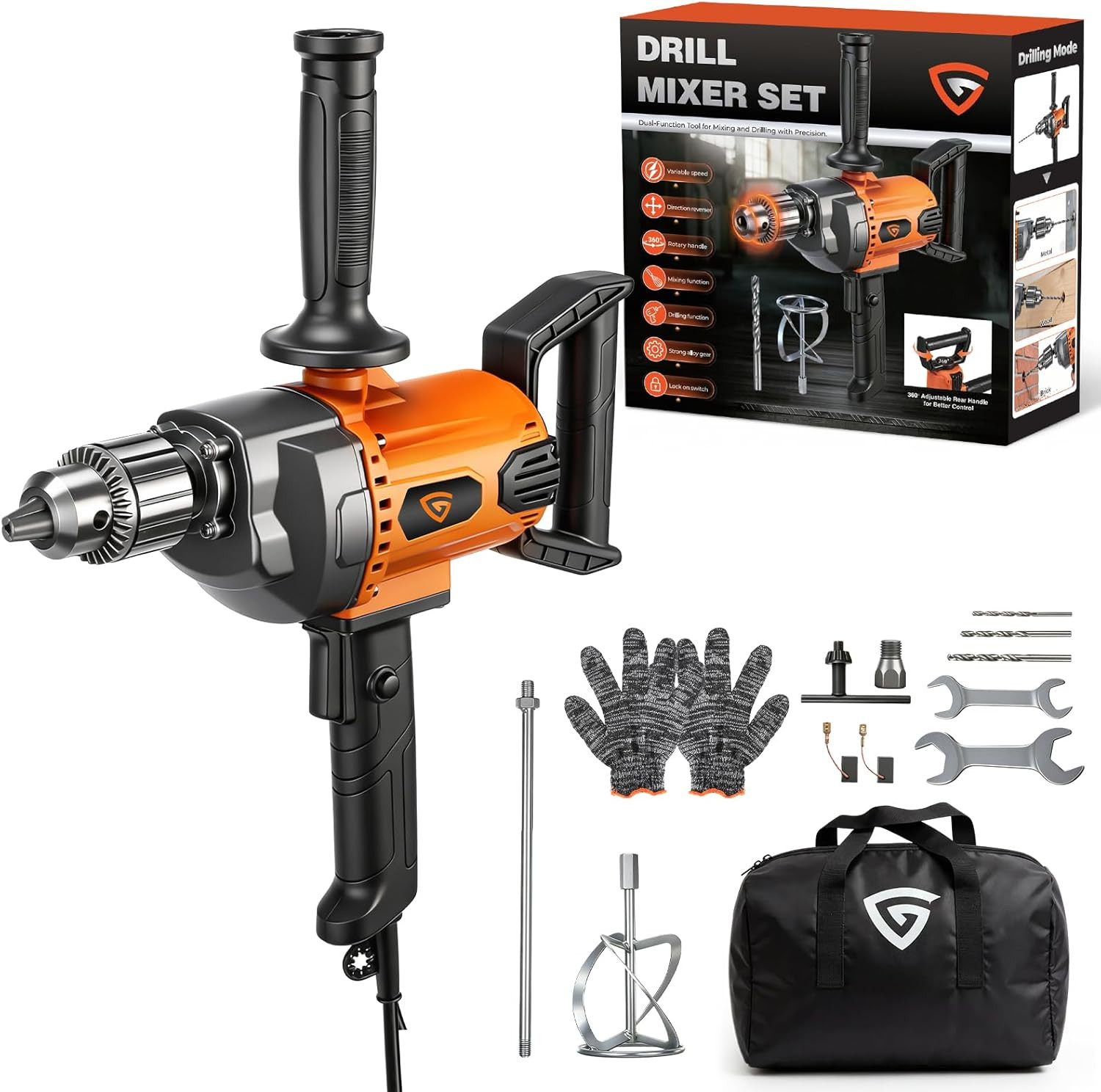 Drill Mixer Set 20 Amp Corded Mixing Drill with 5/8" All-Metal Chuck 1100 RPM gallery