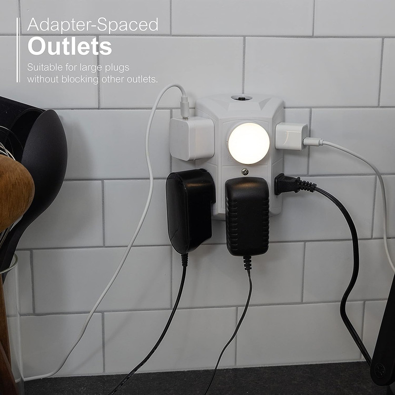 GE 6-Outlet Extender, 2 Pack, Grounded Wall Tap, Reset Button, Circuit Breaker, gallery
