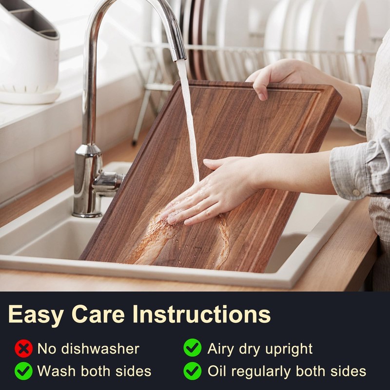 Walnut Wooden Cutting Boards for Kitchen, Solid Wood Cutting Board Set - Char... gallery