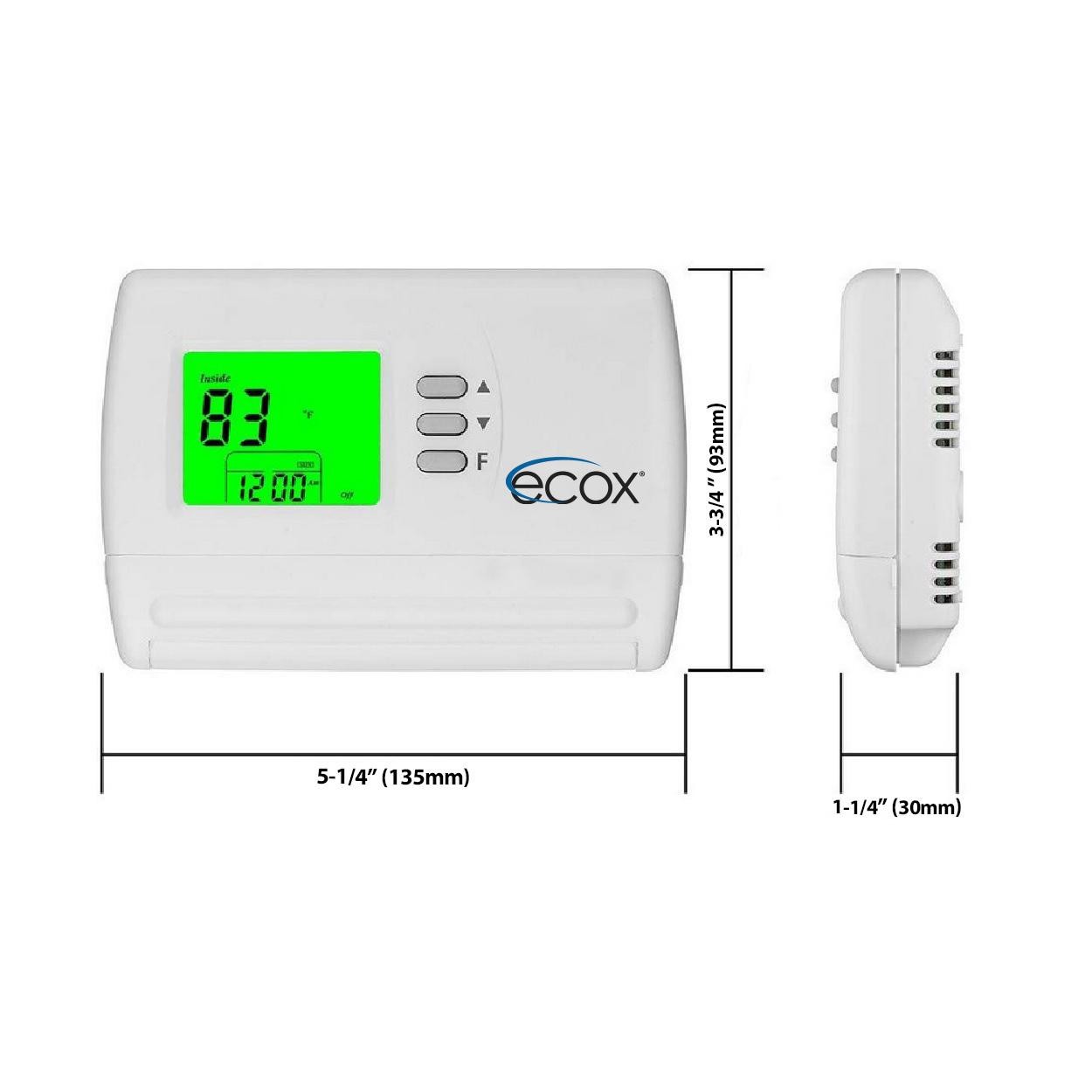 ecox Single Stage Thermostat, Non-Programmable, Cooling and Heating, 24 Volts or gallery