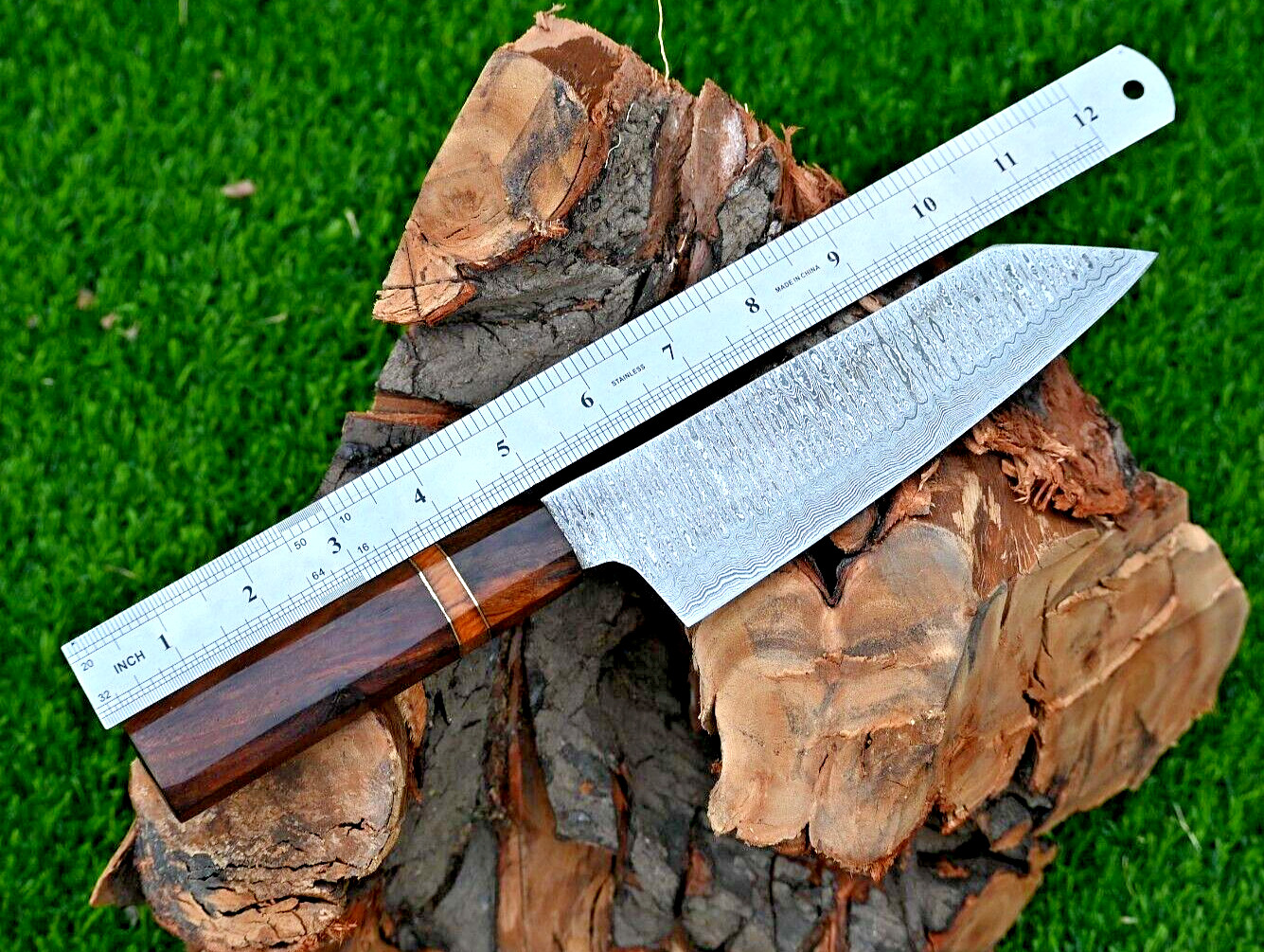Custom Hand Made Forged Damascus Steel Kitchen Chef Knife Wood Handle 2735 gallery