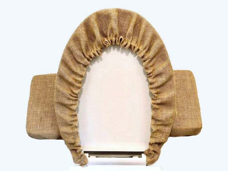 Burlap Rustic Primitive Country Home Bathroom Decor Toilet Seat Lid Cover Set gallery