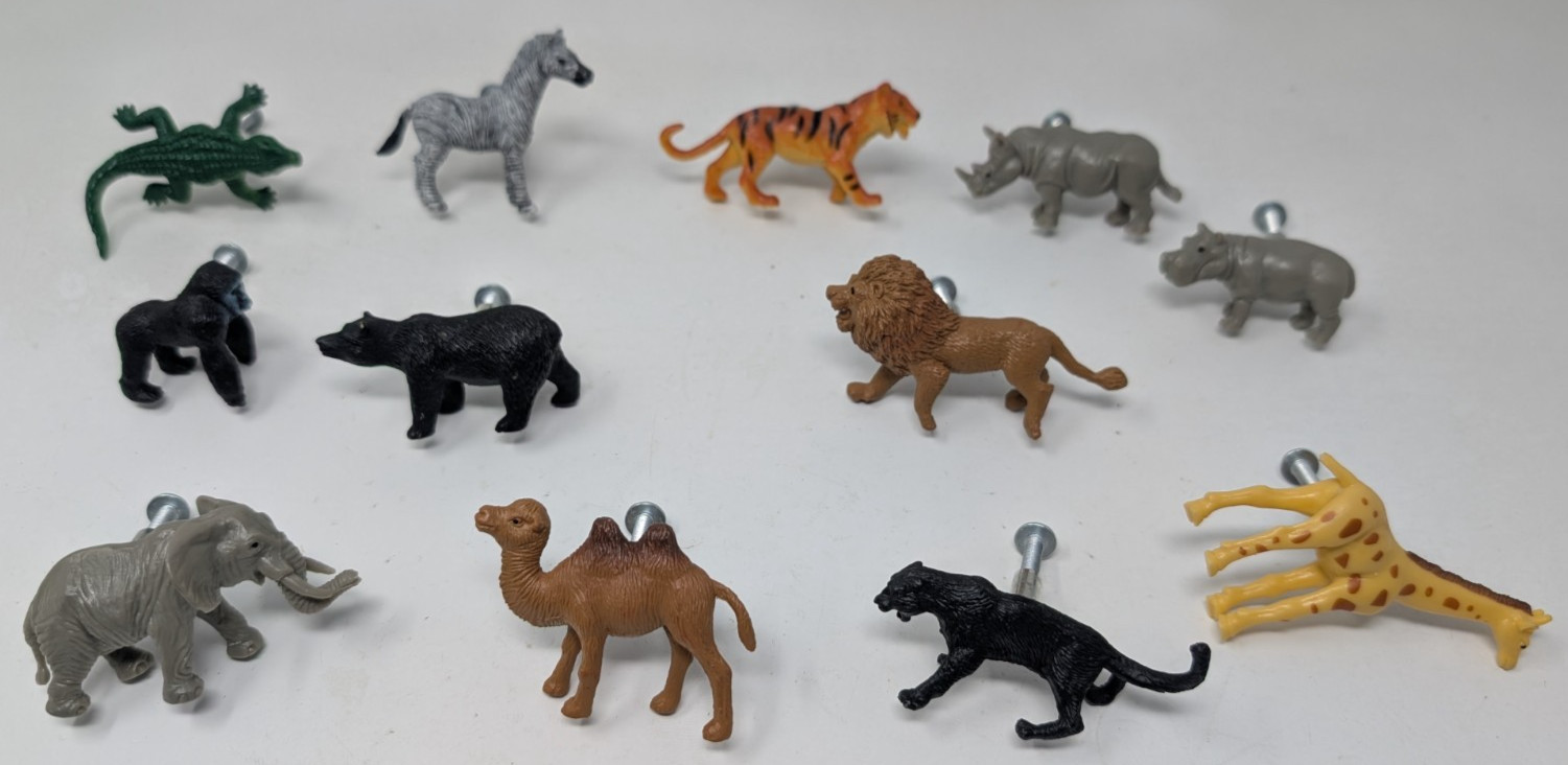 Animal Shaped Drawer Knob Pulls Lot Zoo Safari Cute Kids Nursery VTG gallery