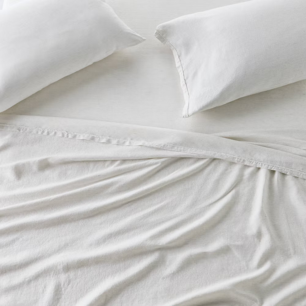 Full 100% Linen Sheet Set Dark Gray Micro Stripe - Casaluna gallery