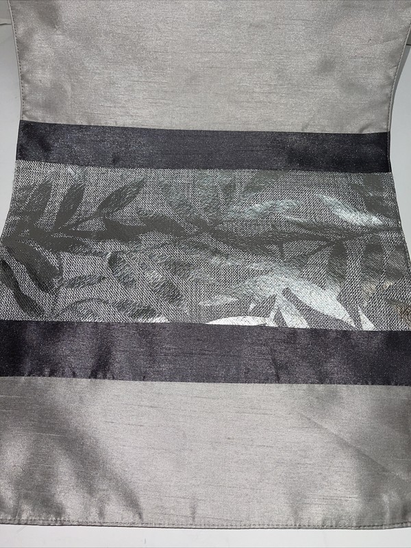 Trend Collection 72" Table Runner Silver Gray Metallic Leaf Design Holiday gallery