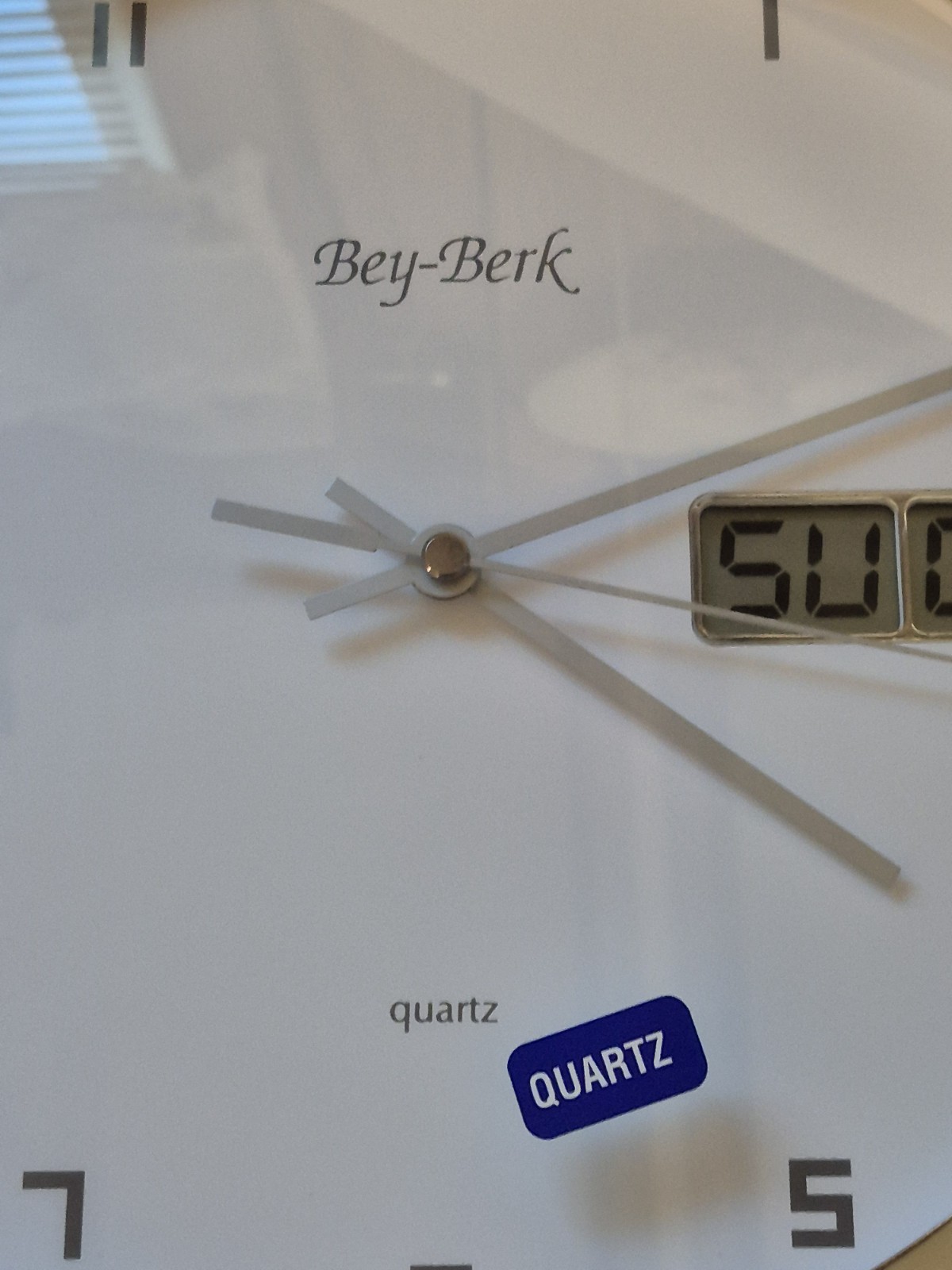 Bey-Berk Quartz Analog & Digital Round Wall Clock Wood Accent gallery